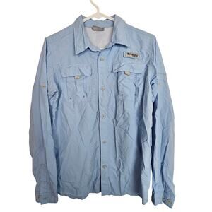 Columbia PFG Shirt Vented Fishing Shirt Blue Button Front Long Sleeve Women XL
